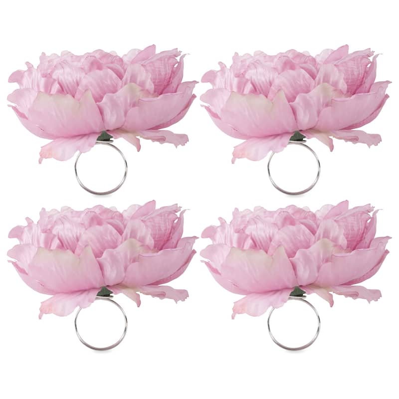 DII Peony Flower Napkin Ring (Set of 4) - N/A