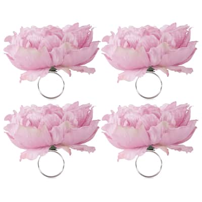 DII Peony Flower Napkin Ring (Set of 4)