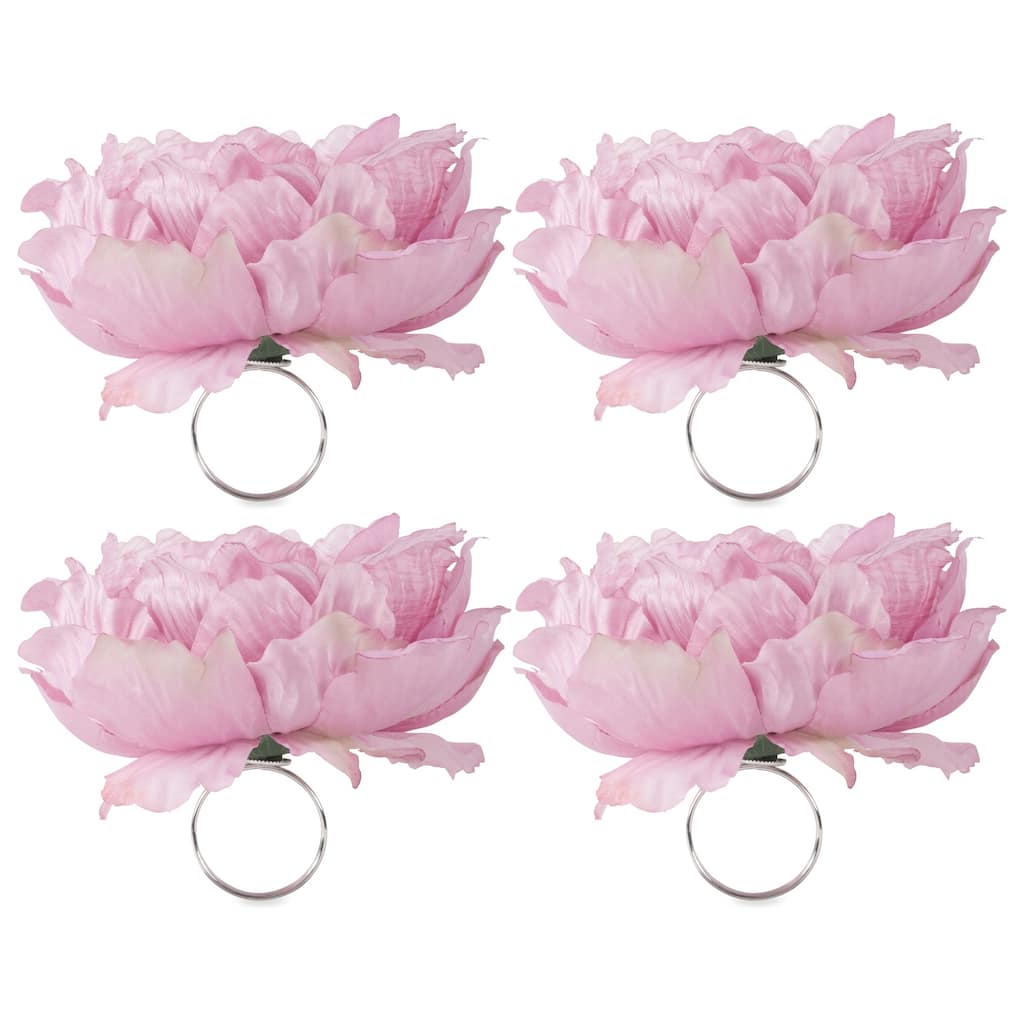DII Peony Flower Napkin Ring (Set of 4)