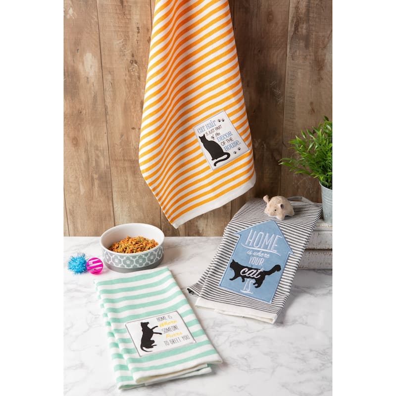 DII Assorted Pets Printed Dishtowel (Set of 3) - 18 x 28"