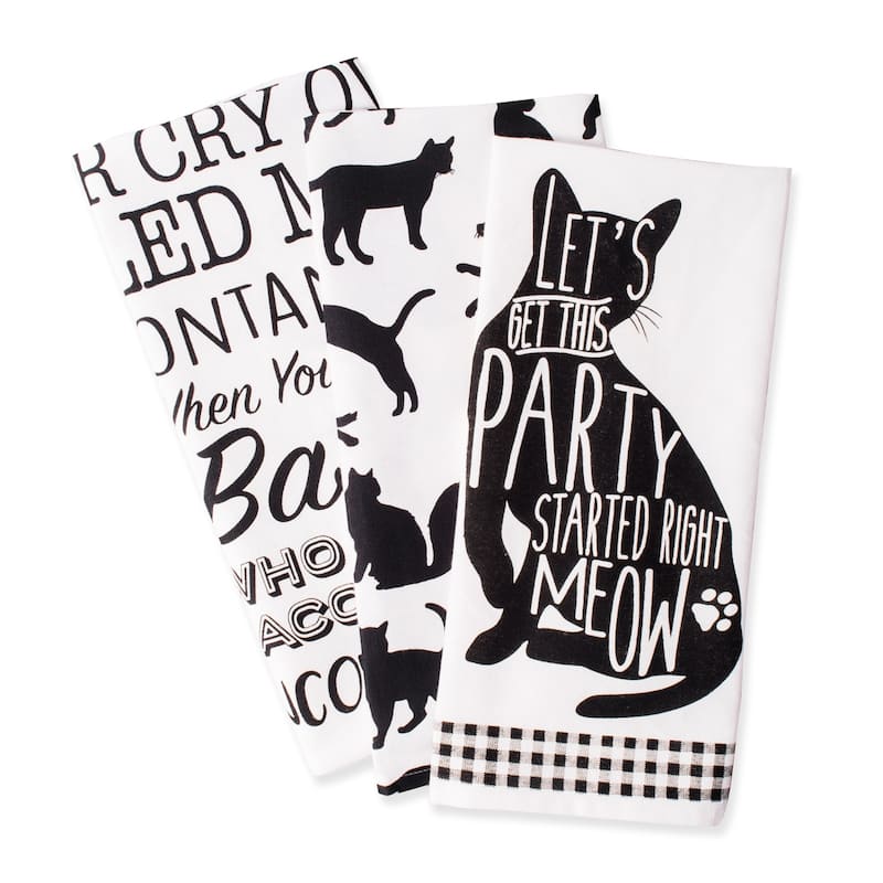 DII Assorted Pets Printed Dishtowel (Set of 3) - 18 x 28"