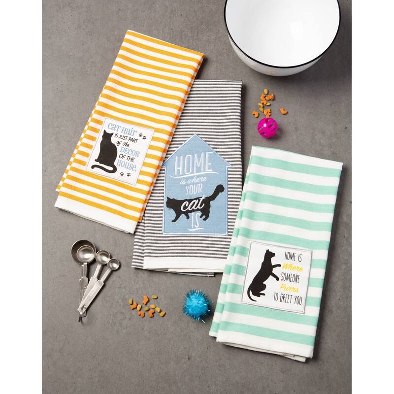 DII Assorted Pets Printed Dishtowel (Set of 3) - 18 x 28"