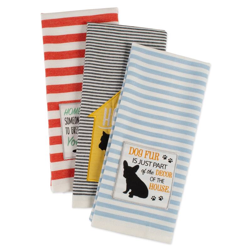 DII Assorted Pets Printed Dishtowel (Set of 3) - 18 x 28"