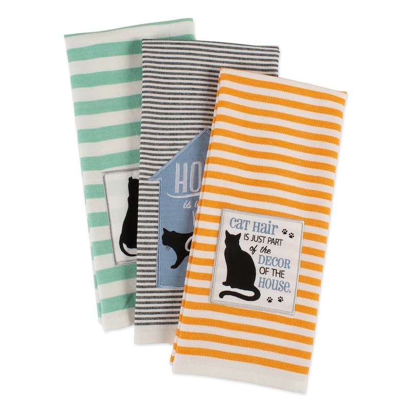DII Assorted Pets Printed Dishtowel (Set of 3) - 18 x 28"