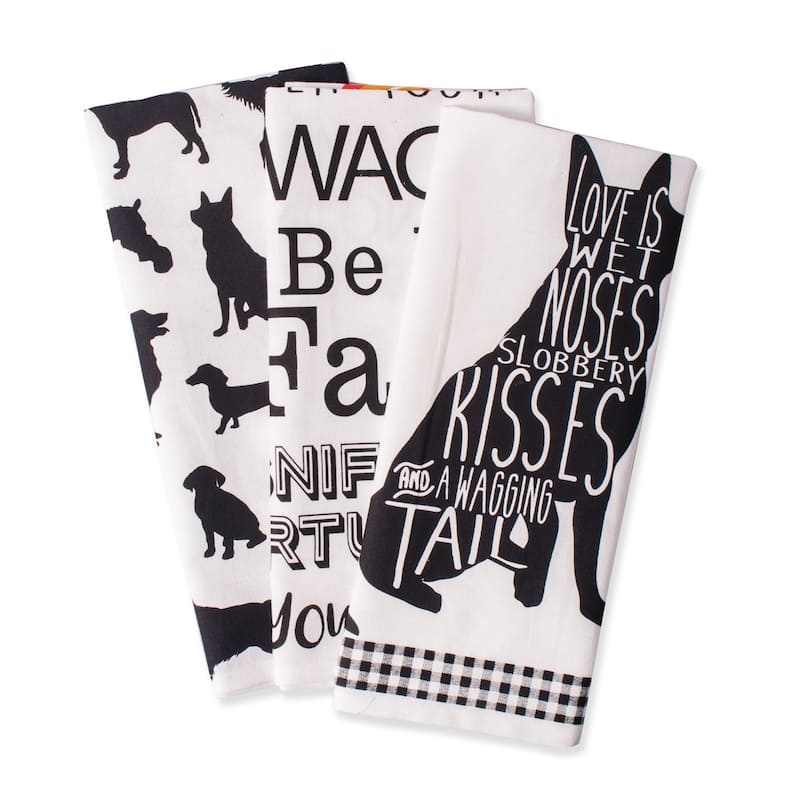 DII Assorted Pets Printed Dishtowel (Set of 3) - 18 x 28"