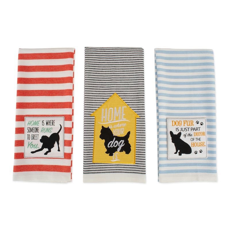DII Assorted Pets Printed Dishtowel (Set of 3) - 18 x 28"