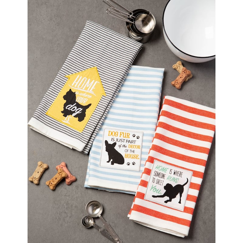 DII Assorted Pets Printed Dishtowel (Set of 3) - 18 x 28"