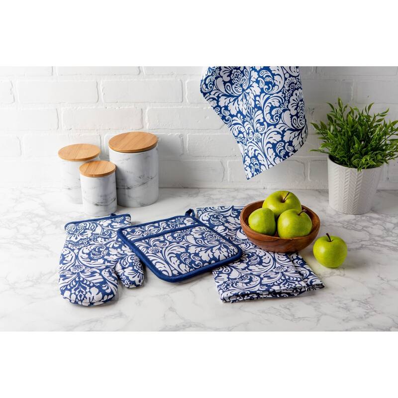 DII Damask Oven Mitt & Potholder Set