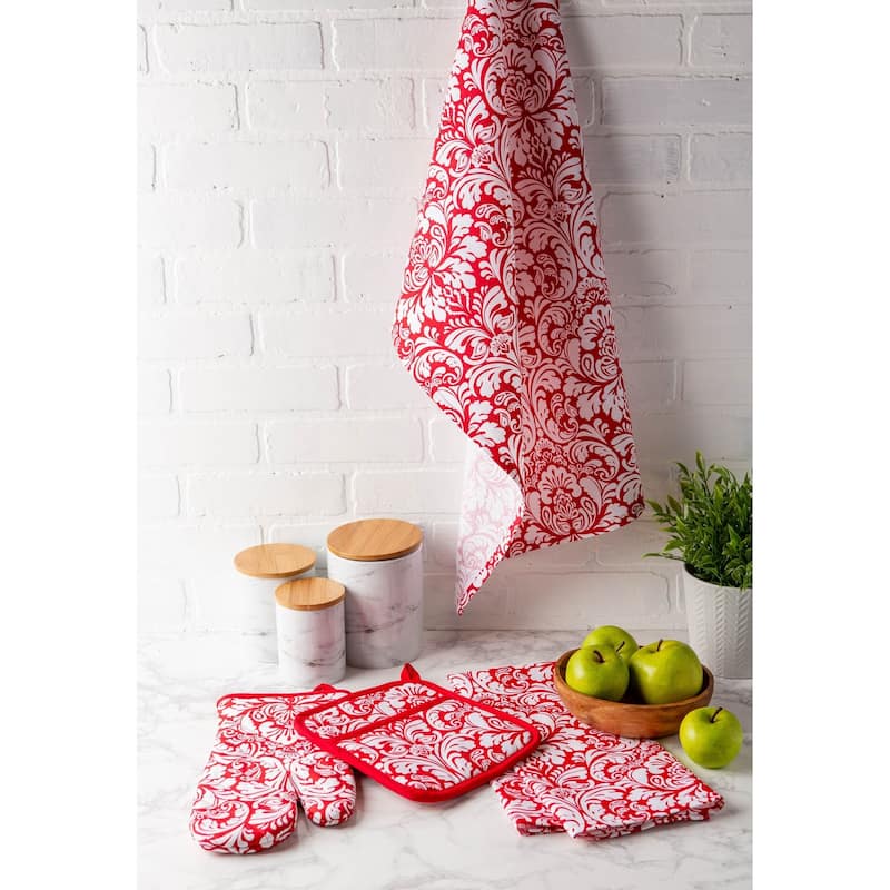 DII Damask Oven Mitt & Potholder Set