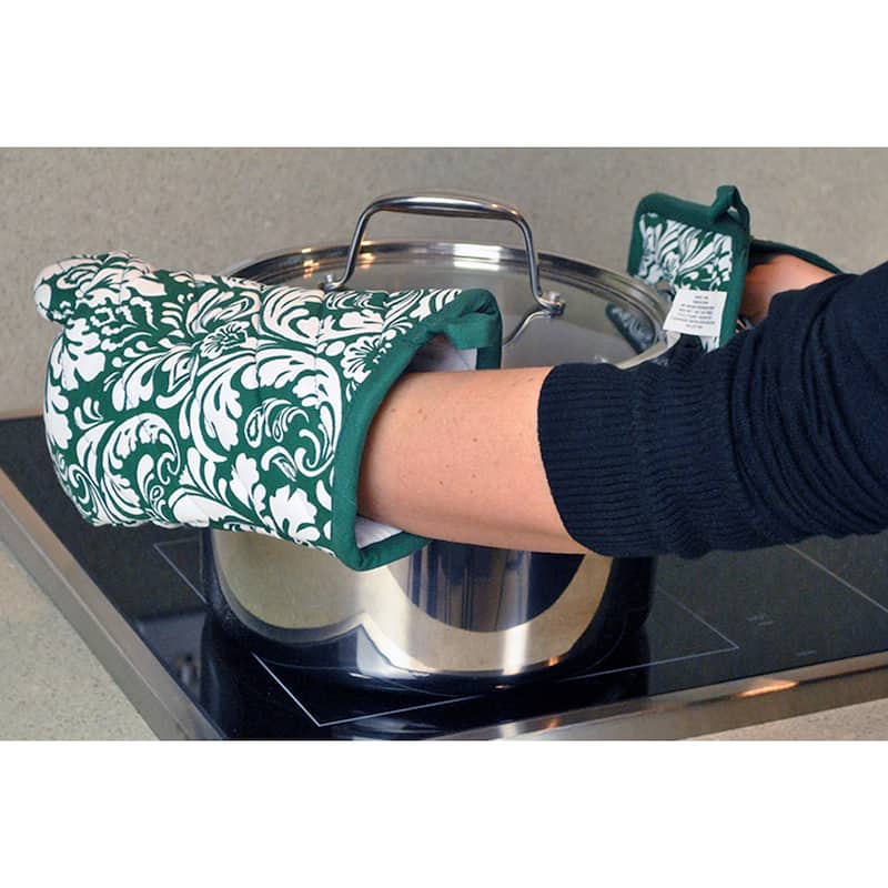DII Damask Oven Mitt & Potholder Set