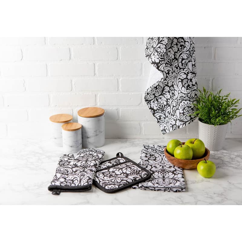 DII Damask Oven Mitt & Potholder Set
