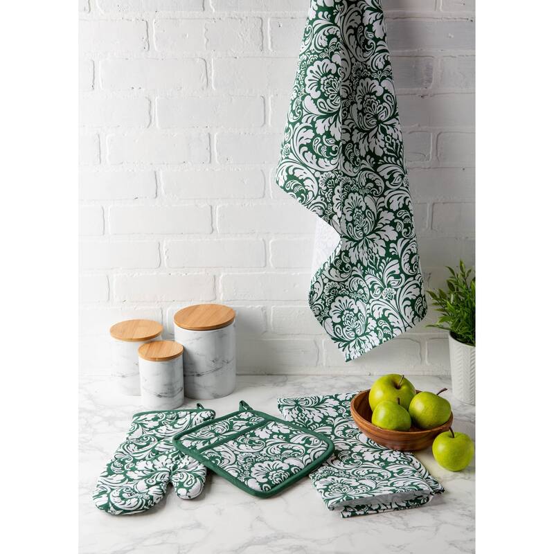 DII Damask Oven Mitt & Potholder Set