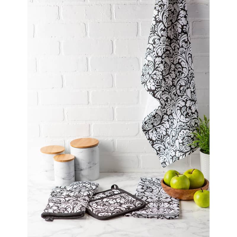DII Damask Oven Mitt & Potholder Set
