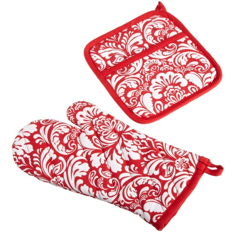 DII Damask Oven Mitt & Potholder Set