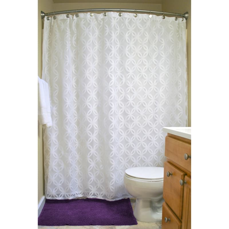 DII White Lace Lattice Shower Curtain - White