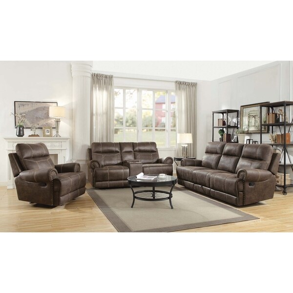 Carmen Buckskin Brown 3-piece Rolled Arm Motion Living Room Set