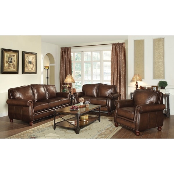Ripley Hand Rubbed Brown 3-piece Living Room Set