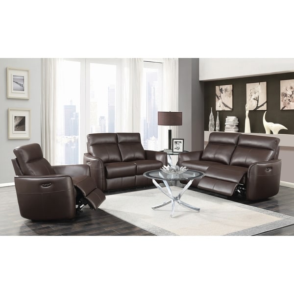 Belmont Dark Brown 2-piece Flared Arm Power^2 Living Room Set