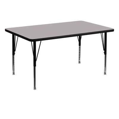 Offex 36"W x 72"L Rectangular Activity Table with Grey Thermal Fused Laminate Top and Height Adjustable Pre-School Leg - N/A