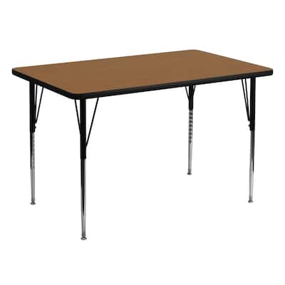 Offex 36"W x 72"L Rectangular Activity Table with Oak Thermal Fused Laminate Top and Standard Height Adjustable Leg - N/A