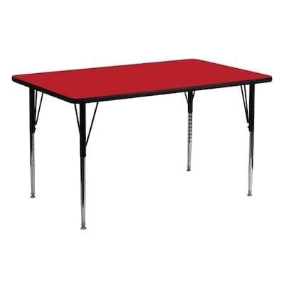 Offex 30"W x 72"L Rectangular Activity Table with 1.25" Thick High Pressure Red Laminate Top and Standard Height Adjustable Leg