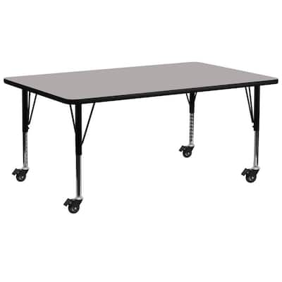 Offex 30"W x 72"L Mobile Rectangular Activity Table with 1.25" Thick High Pressure Laminate Top and Pre-School Leg - N/A