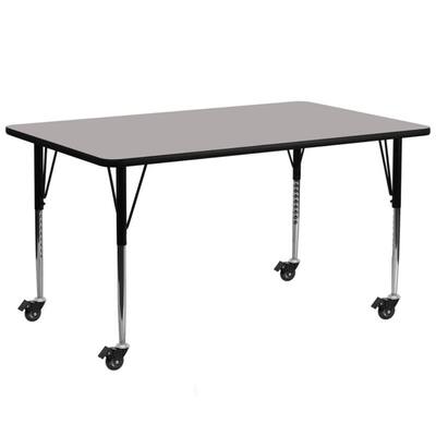 Offex 30"W x 72"L Mobile Rectangular Activity Table with 1.25" Thick High Pressure Laminate Top & Standard Height Adjustable Leg