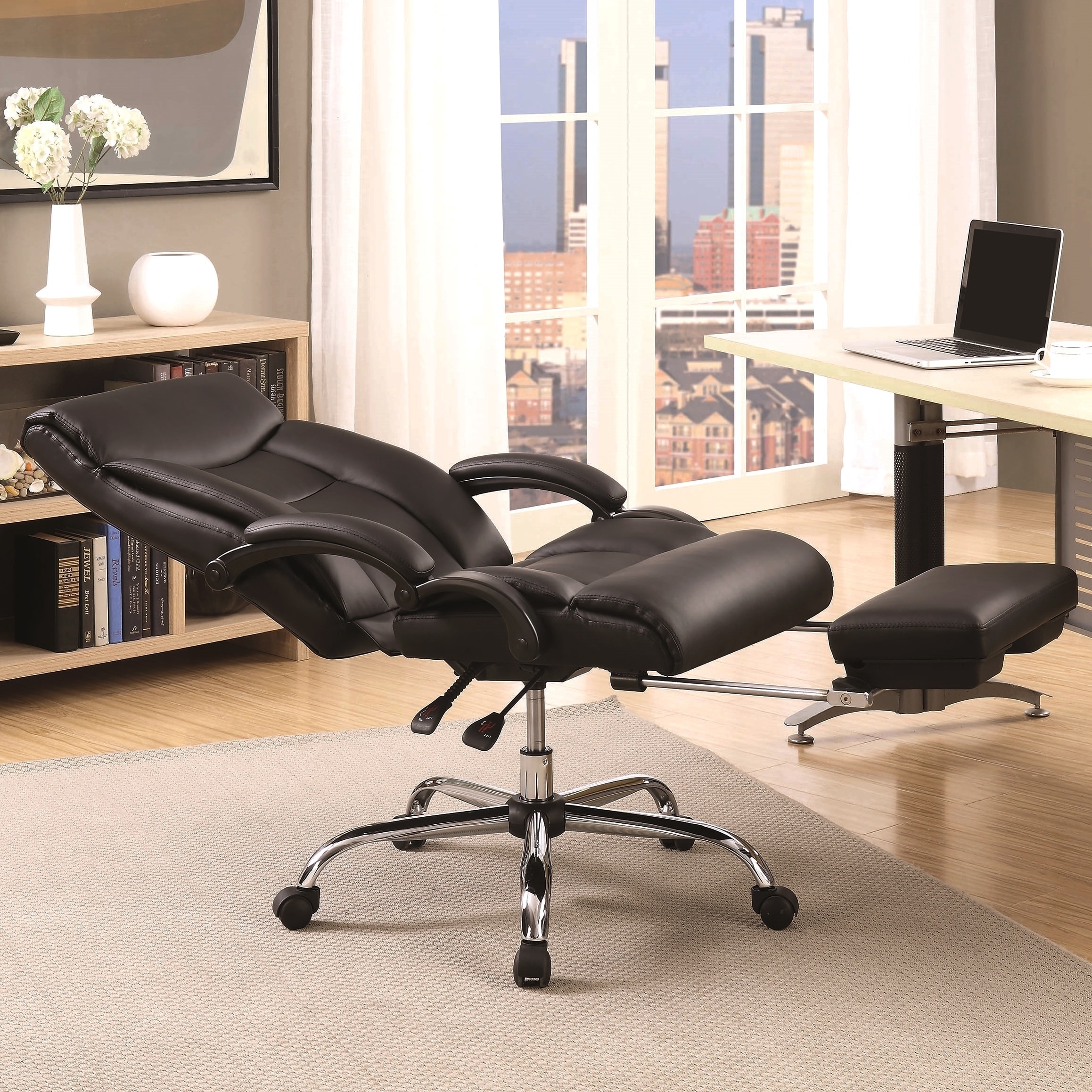 Executive Adjule Black Reclining Office Chair With Adjule Black Reclining Office Chair
