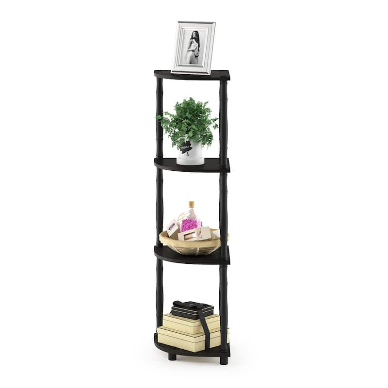 Furinno Turn-N-Tube 4-Tier Corner Display Rack Multipurpose Shelving Unit with Classic Tubes, Espresso/Black