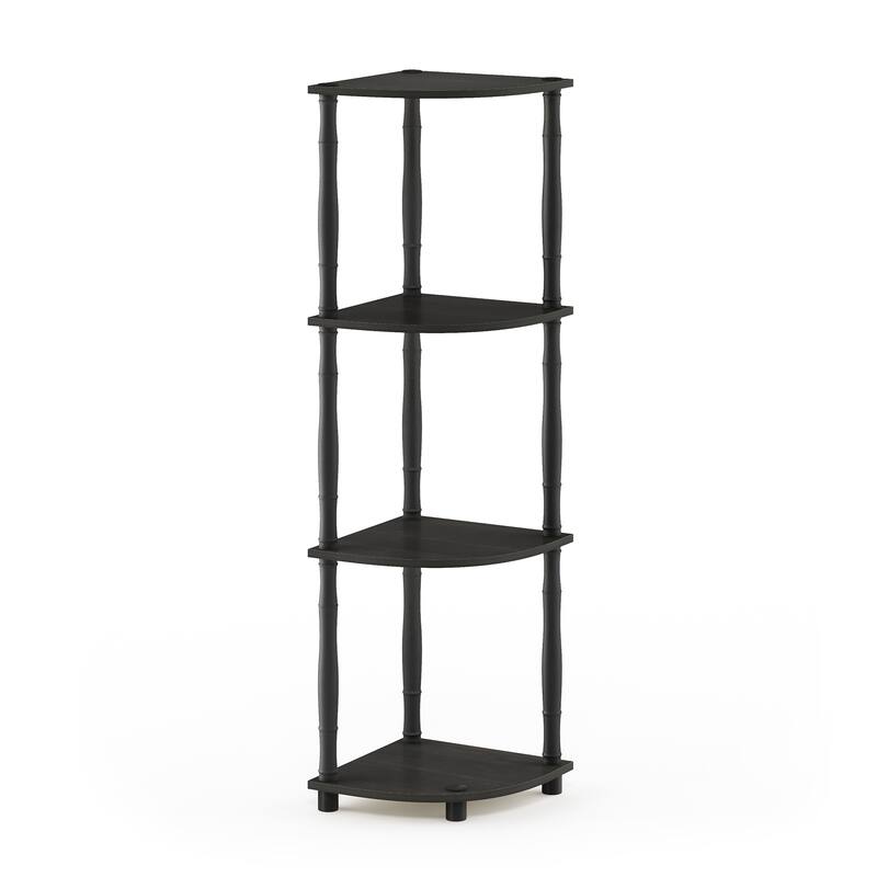 Furinno Turn-N-Tube 4-Tier Corner Display Rack Multipurpose Shelving Unit with Classic Tubes, Espresso/Black