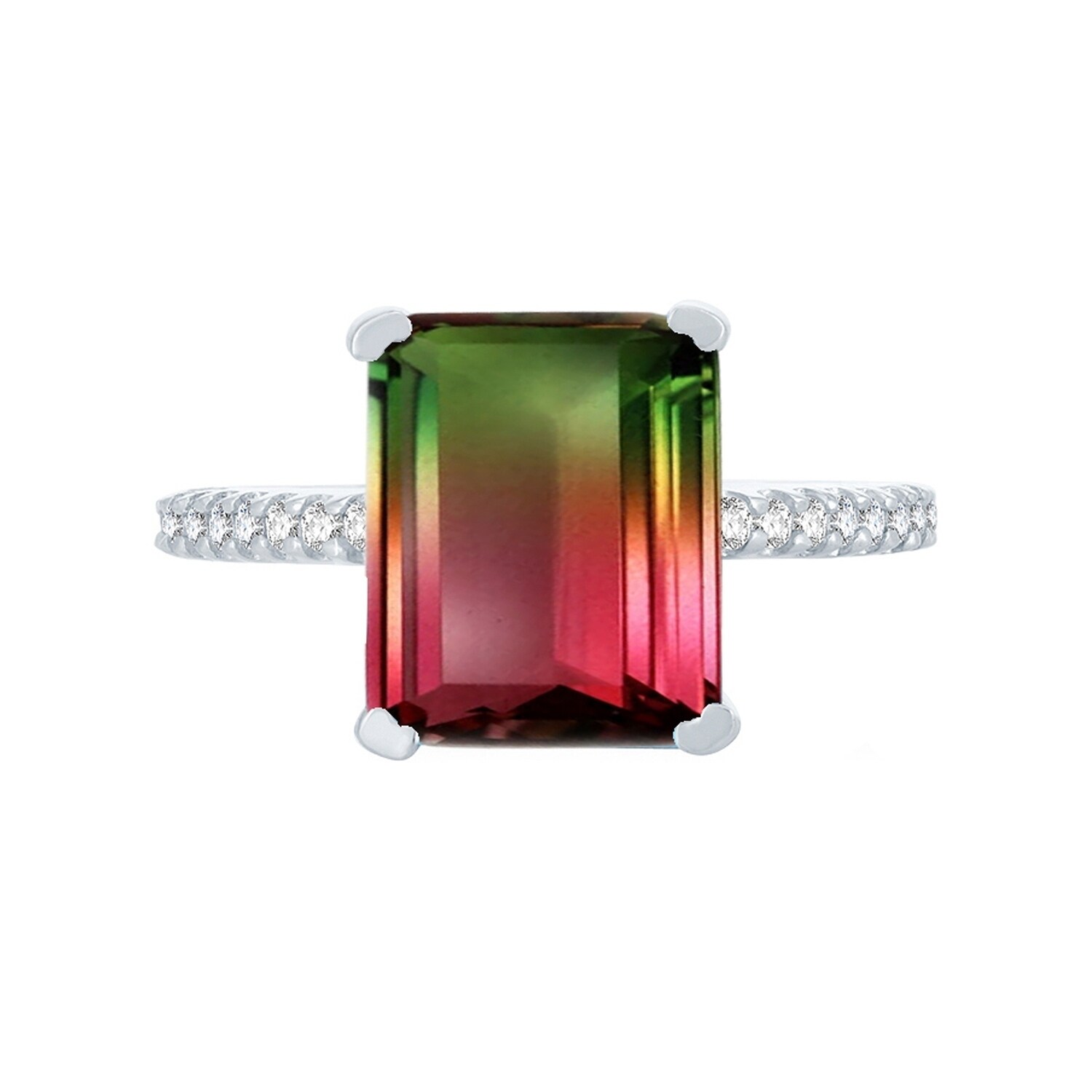 Watermelon Crystal Tourmaline Crystal Multi Color Gemstone, Tourmaline Crystal Sterling Ring Crystal Ring Size 8 Ring Tourmaline Ring