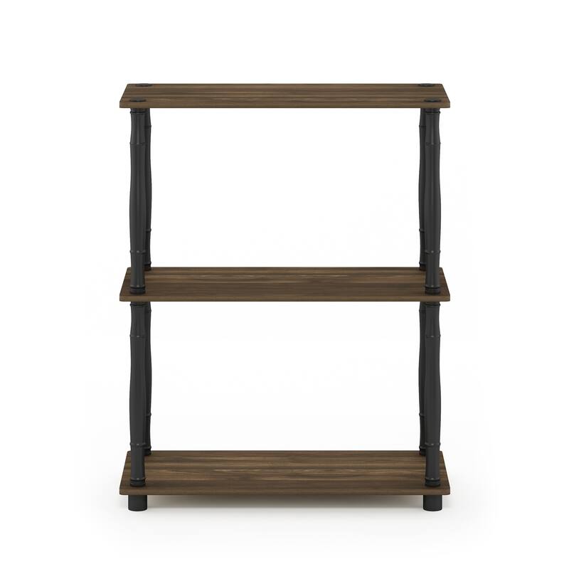Furinno Turn-N-Tube 3-tier Compact Display Rack - Columbia Walnut/Black