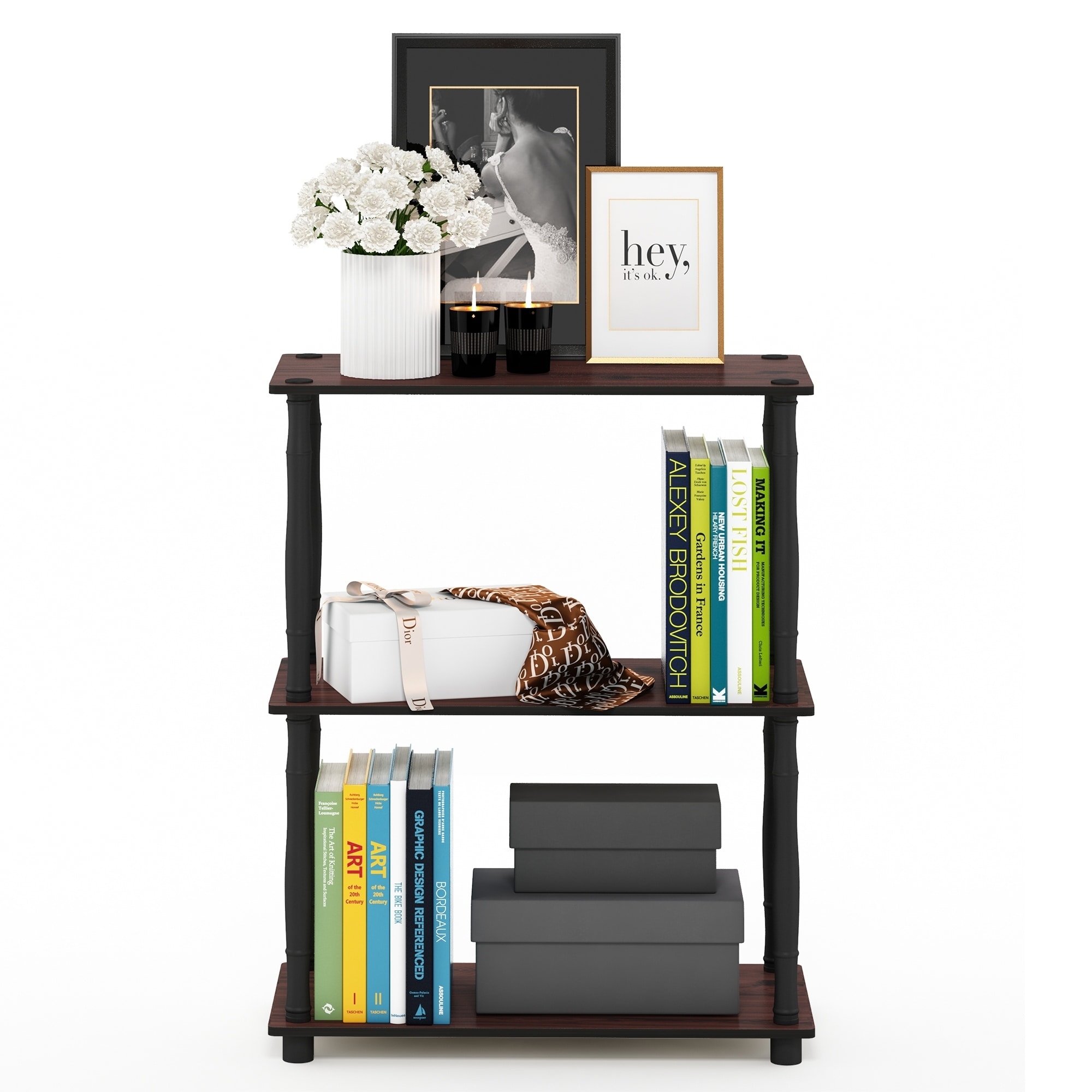 Shop Furinno Turn N Tube 3 Tier Compact Multipurpose Shelf Display Rack With Classic Tube Americano Black On Sale Overstock 28563247