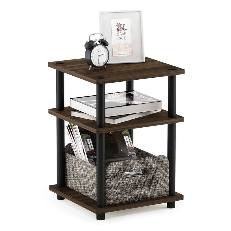 Furinno Turn-N-Tube Easy Assembly Multipurpose Shelf, Columbia Walnut/Black