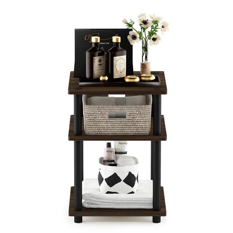 Furinno Turn-N-Tube Easy Assembly Multipurpose Shelf, Columbia Walnut/Black