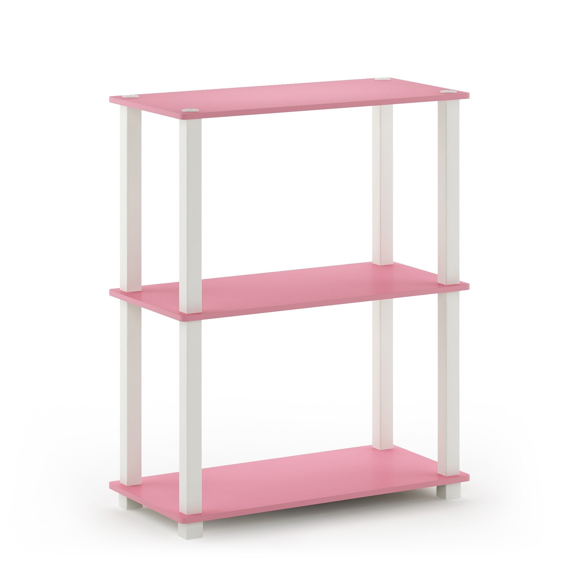 Furinno Turn-N-Tube 3-Tier Corner Display Rack Multipurpose Shelving Unit, , 3-Tier .1 Pack Beech//White