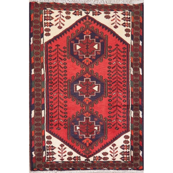 Hamedan Oriental Hand Knotted Persian Tribal Wool Area Rug - 4'9" x 3'3"