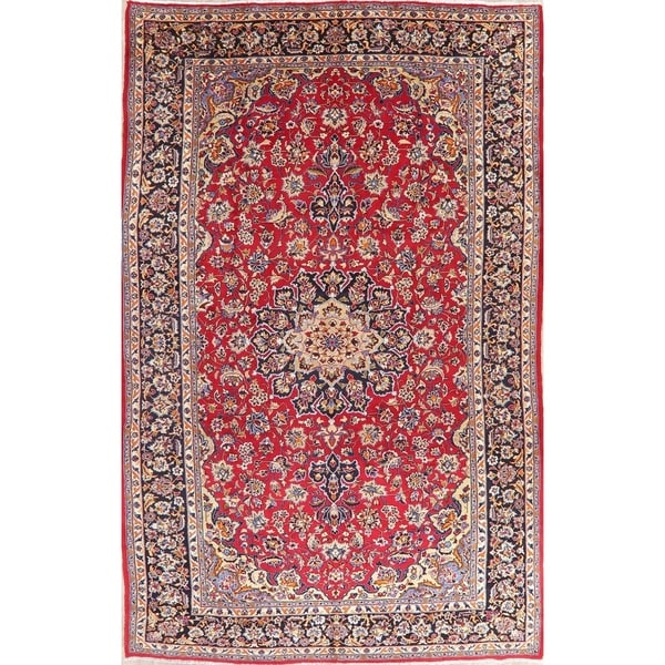 Isfahan Oriental Vintage Hand Knotted Wool Persian Medallion Area Rug - 12'10" x 8'2"