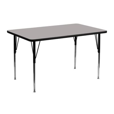 Offex 24"W x 48"L Rectangular Activity Table with 1.25" Thick High Pressure Grey Laminate Top and Standard Height Adjustable Leg