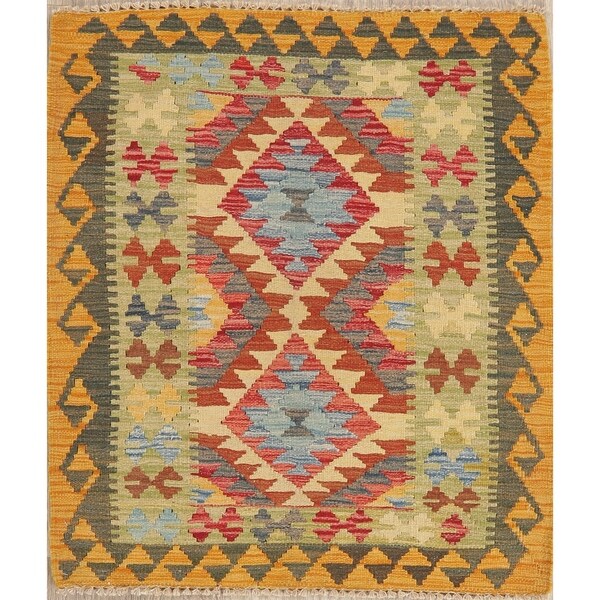 Southwestern Kilim Oriental Flatweave Hand Woven Turkish Area Rug Wool - 3'6" x 2'11"