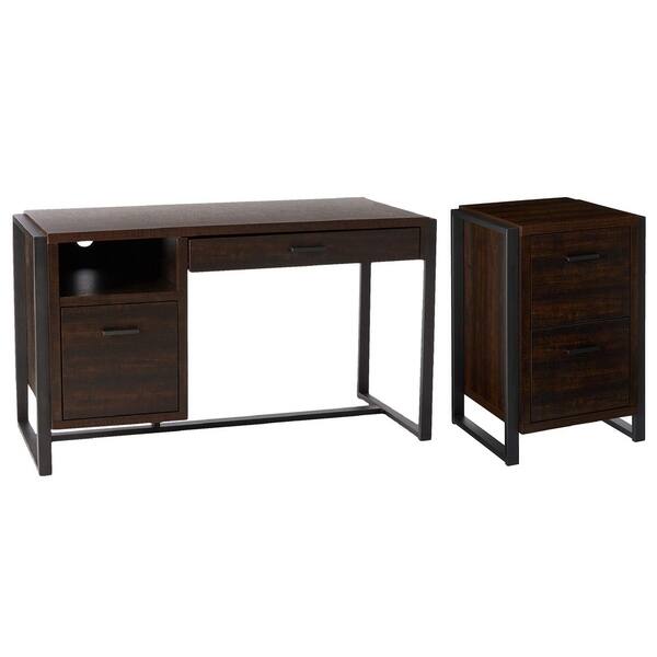 Shop Offex Combo Pack Student Writing Desk With 2 Drawer Vertical File Storage Cabinet Dark Chocolate Overstock 28563386