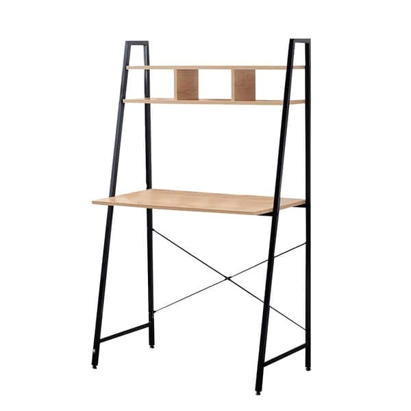 Shop Offex Combo Pack Black Steel Frame Ladder Style Wooden Desk