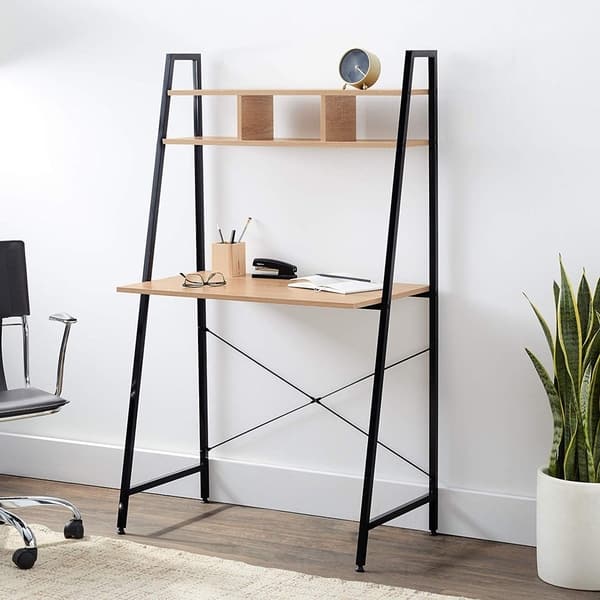 Shop Offex Combo Pack Black Steel Frame Ladder Style Wooden Desk