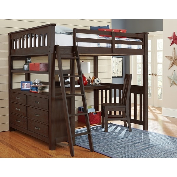 Loft bed discount with hanging chair