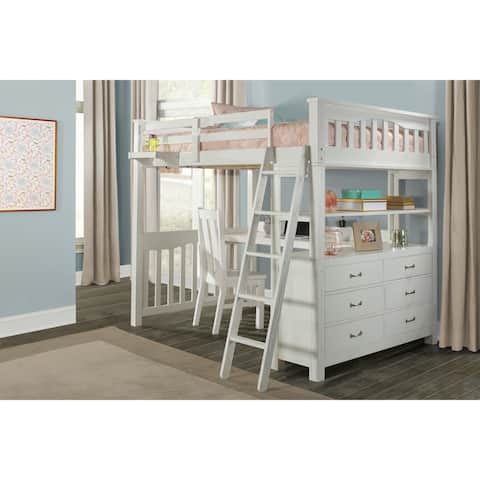 Highlands Loft Bed with Desk and Chair and Hanging Nightstand