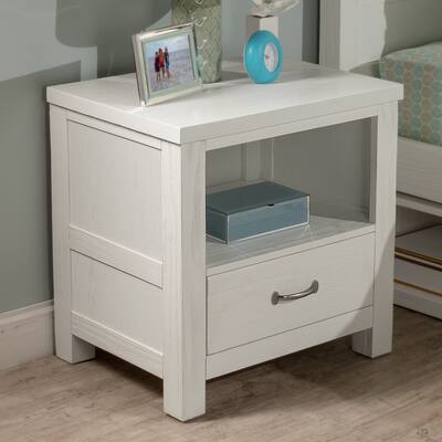Taylor & Olive Bergamot Wirebrushed White Wood Nightstand