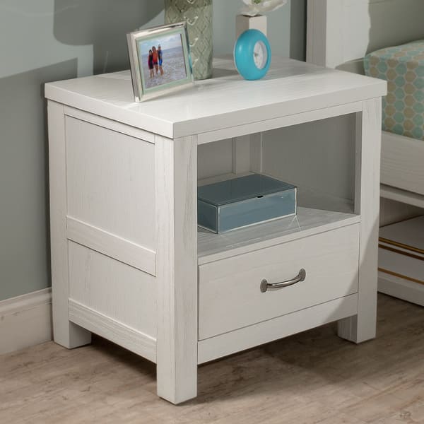 slide 1 of 10, Taylor & Olive Bergamot Wirebrushed White Wood Nightstand