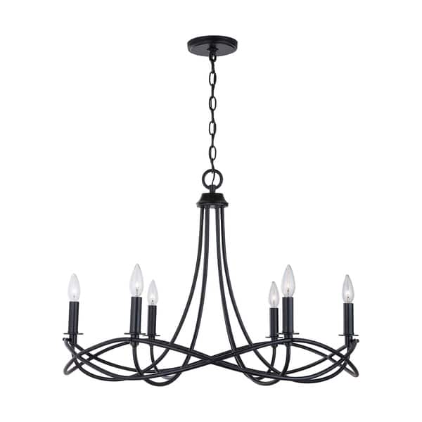 slide 2 of 4, Sonnet 6-light Matte Black Chandelier