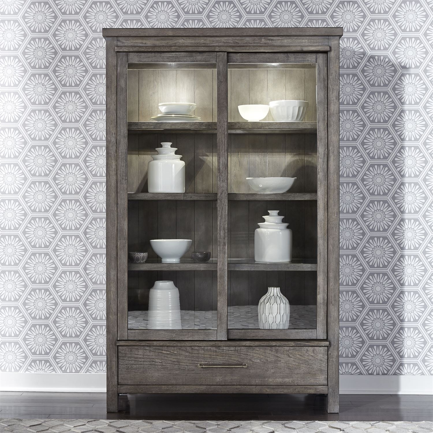 Shop Modern Farmhouse Dusty Charcoal 1 Drawer Display Cabinet On