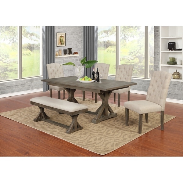 Shop Best Quality Furniture 6-Piece Trestle Based Dining Set - Free